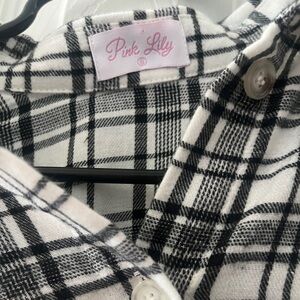 Pink Lily Black and White Plaid Shirt